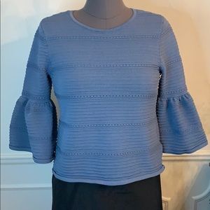 Ribbed Scoopneck Sweater - Long bell sleeves